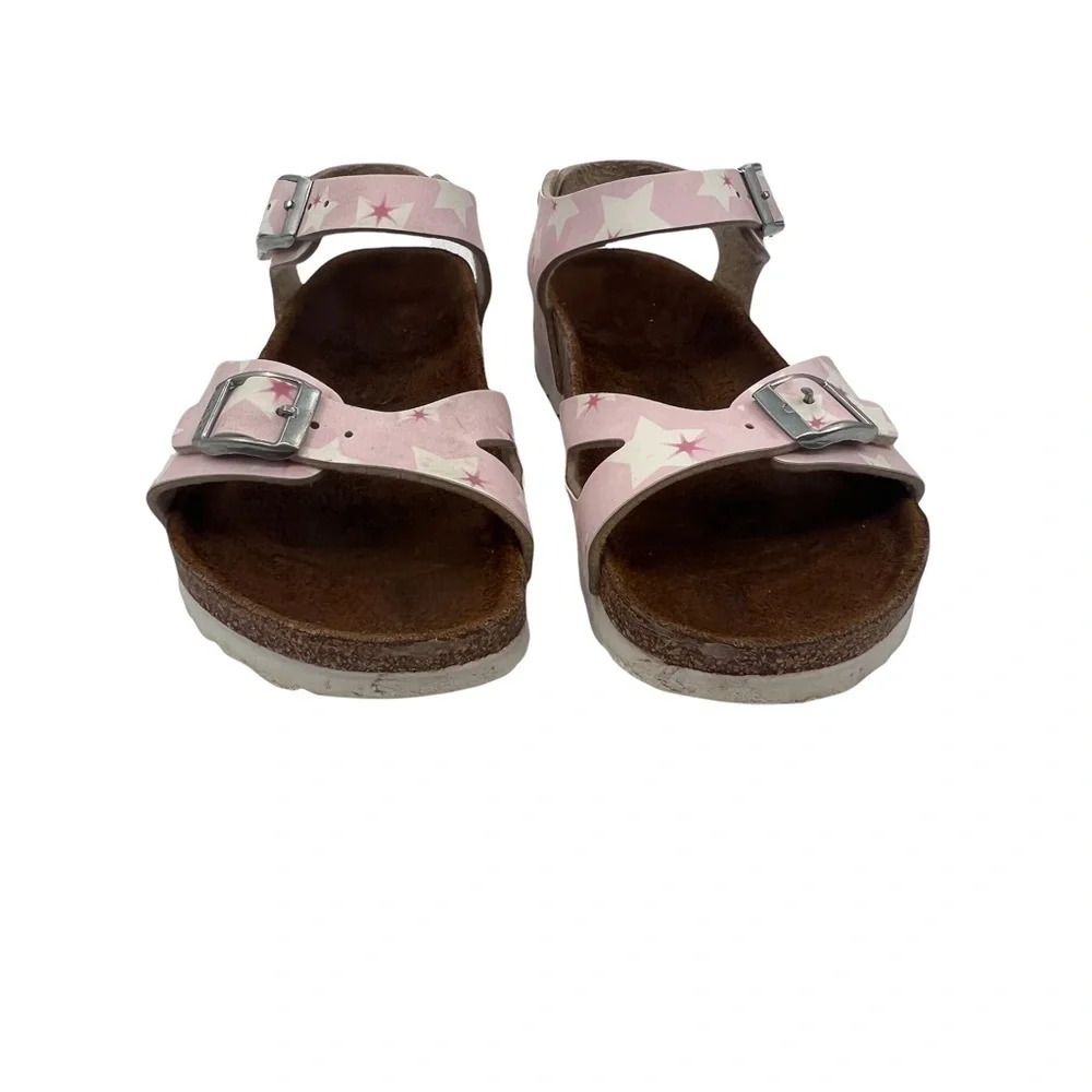 Birkenstock Pink Stars Rio Birko-Flor Slip On Sandals Size 31 Girl’s